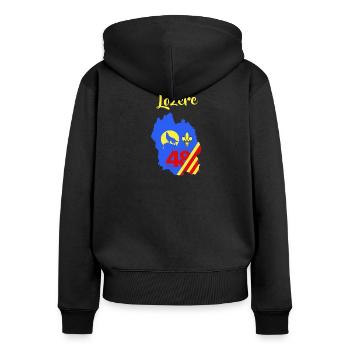 Lozère - Sweat à capuche zippé Premium bio Femme - noir - Dos - Julia (174cm)