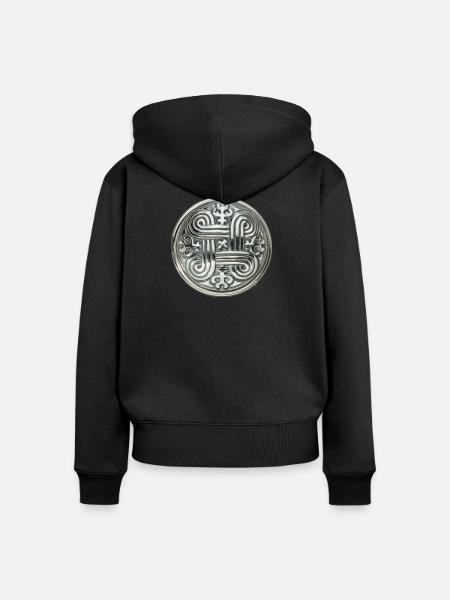 Kaleva Silber Ornament - Frauen Premium Bio Zip Hoodie - Schwarz