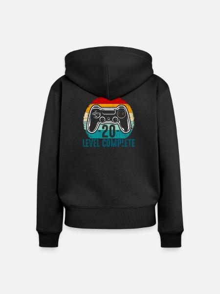 Retro-Controller-Level abgeschlossen - Frauen Premium Bio Zip Hoodie - Schwarz