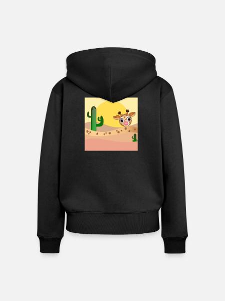 GIRAFFE WÜSTE - Frauen Premium Bio Zip Hoodie - Schwarz