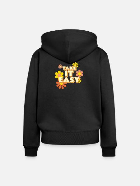 Take it Easy - Frauen Premium Bio Zip Hoodie - Schwarz