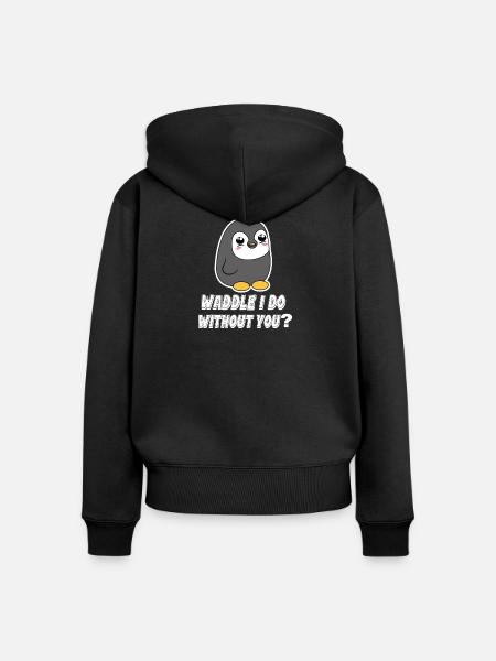 Pinguin Tier Vogel Statement Seevogel Zoo - Frauen Premium Bio Zip Hoodie - Schwarz