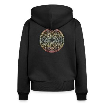 Mandala - Frauen Premium Bio Zip Hoodie - Schwarz - Hinten - Julia (174cm)