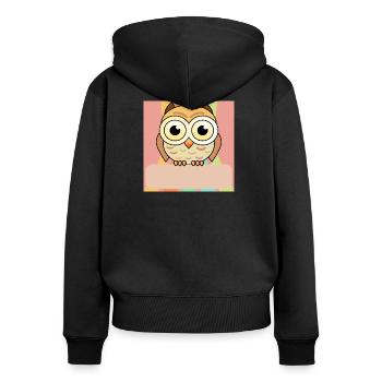 Namensschild Eule - Frauen Premium Bio Zip Hoodie - Schwarz - Hinten - Julia (174cm)
