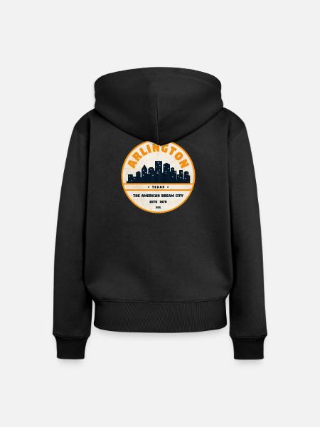 Arlington Skyline Retro Abzeichen - Frauen Premium Bio Zip Hoodie - Schwarz
