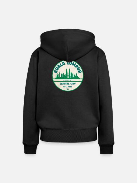 Kuala Lumpur Skyline Emblem - Frauen Premium Bio Zip Hoodie - Schwarz