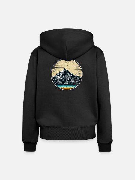 Alpines Sonnenuntergangspanorama - Frauen Premium Bio Zip Hoodie - Schwarz