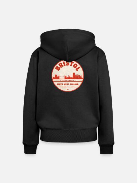 Bristol Skyline Retro Emblem - Frauen Premium Bio Zip Hoodie - Schwarz