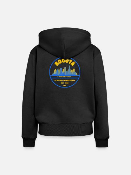 Bogotá Skyline Emblem - Frauen Premium Bio Zip Hoodie - Schwarz