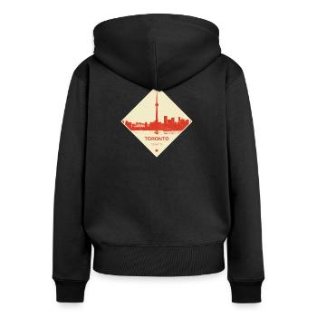 Toronto Skyline Rouge Vintage Diamond - Sweat à capuche zippé Premium bio Femme - noir - Dos - Julia (174cm)
