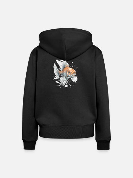 Goldfisch im Wasserblitz - Frauen Premium Bio Zip Hoodie - Schwarz