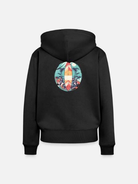 Surfbrett - Frauen Premium Bio Zip Hoodie - Schwarz