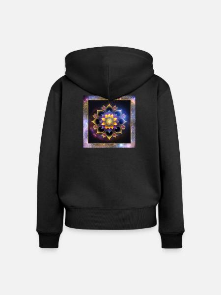Mandala Lotusblume - Frauen Premium Bio Zip Hoodie - Schwarz