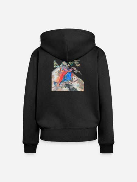 LIEBE DIE NATUR - Frauen Premium Bio Zip Hoodie - Schwarz