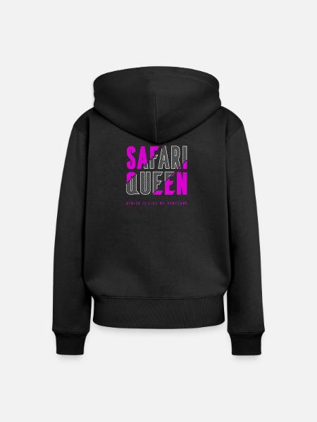 Safari Königin - Frauen Premium Bio Zip Hoodie - Schwarz