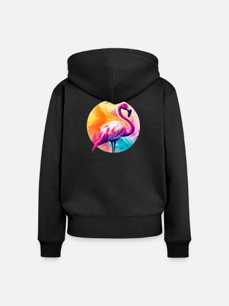Rosa Flamingo - Frauen Premium Bio Zip Hoodie - Schwarz