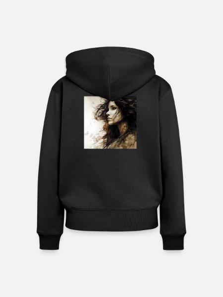 Porträt Frau 01 - Frauen Premium Bio Zip Hoodie - Schwarz