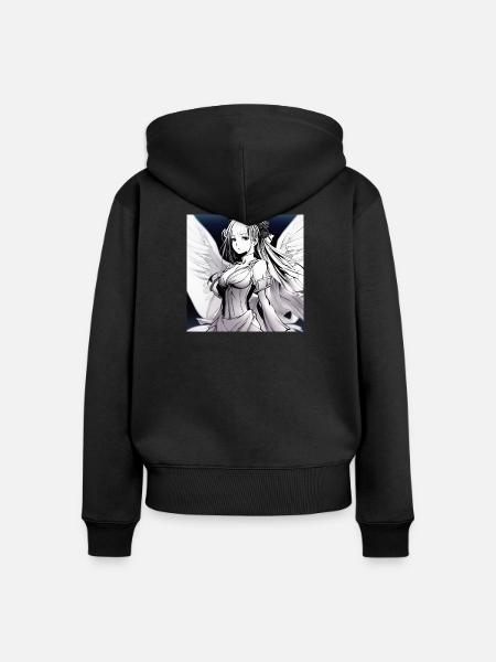 Engelfigur im Noir-Kontrast - Frauen Premium Bio Zip Hoodie - Schwarz