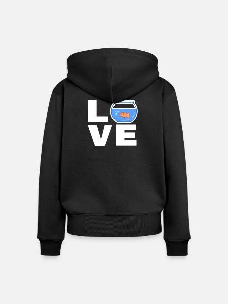 Haustiere Goldfisch Spruch Kuscheltier Aquarium - Frauen Premium Bio Zip Hoodie - Schwarz