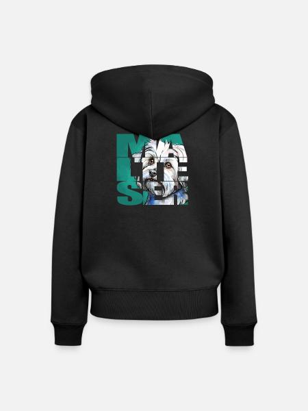 Malteser Portrait - Frauen Premium Bio Zip Hoodie - Schwarz