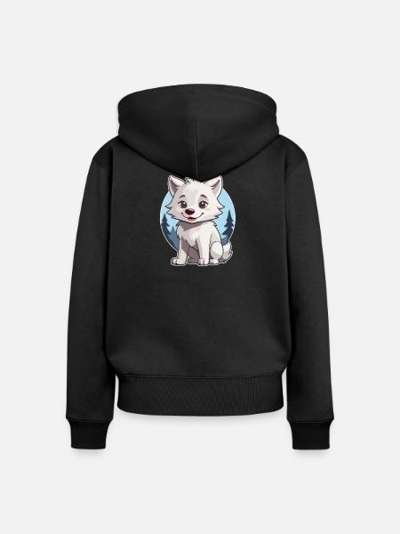 Niedlicher Wolf oder Hund Husky - Frauen Premium Bio Zip Hoodie - Schwarz