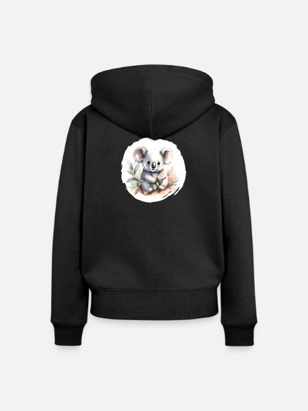 Koala Aquarell - Frauen Premium Bio Zip Hoodie - Schwarz