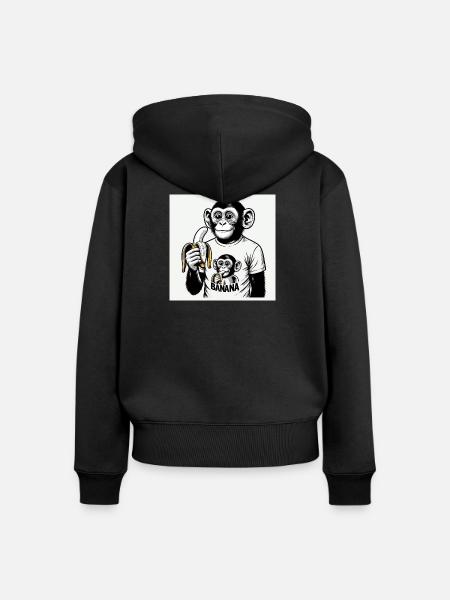 Ein Affe und seine Banane - Frauen Premium Bio Zip Hoodie - Schwarz