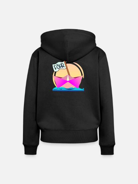 BOOTFAHREN FÖHR INSEL - Frauen Premium Bio Zip Hoodie - Schwarz