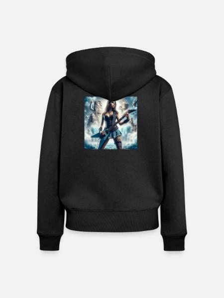 Gitarrist bei Poseidon - Frauen Premium Bio Zip Hoodie - Schwarz