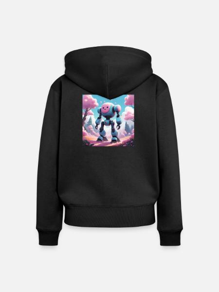 Robot - Frauen Premium Bio Zip Hoodie - Schwarz