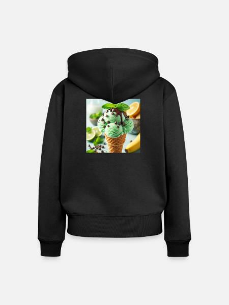 Minz-Eis - Frauen Premium Bio Zip Hoodie - Schwarz