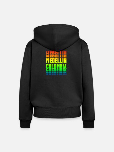Medellin Kolumbien Regebogen Design - Frauen Premium Bio Zip Hoodie - Schwarz
