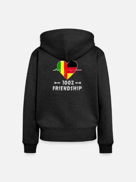 Mali und Deutschland 100% Freundschaft - Frauen Premium Bio Zip Hoodie - Schwarz