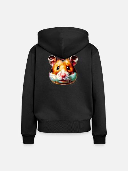 Hamster - Frauen Premium Bio Zip Hoodie - Schwarz