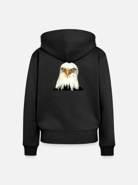Adlerkopf Illustration mit intensivem Blick - Frauen Premium Bio Zip Hoodie - Schwarz