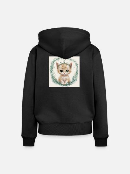Kätzchen - Frauen Premium Bio Zip Hoodie - Schwarz