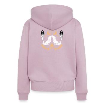 Emblem der Lunaren Wölfe - Frauen Premium Bio Zip Hoodie - Altrosa - Hinten - Julia (174cm)