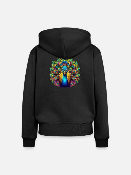 Pfau - Frauen Premium Bio Zip Hoodie - Schwarz