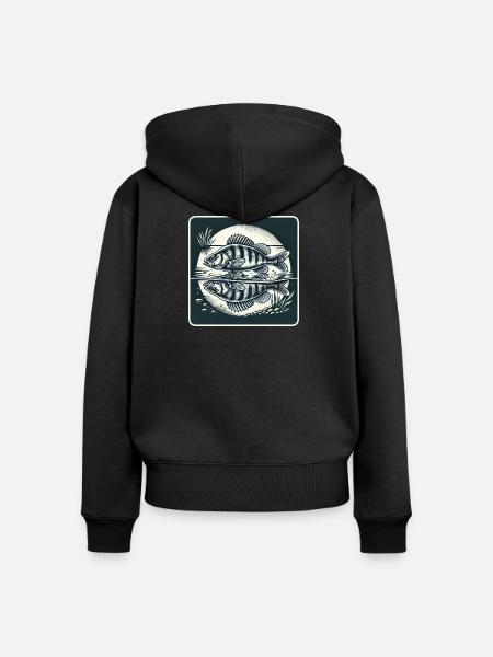 Barsch Natur Angler Design - Frauen Premium Bio Zip Hoodie - Schwarz