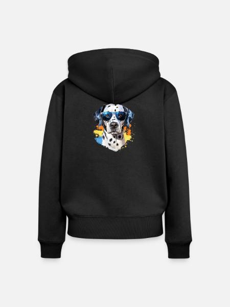 Dalmatiner mit Sonnenbrille - Frauen Premium Bio Zip Hoodie - Schwarz