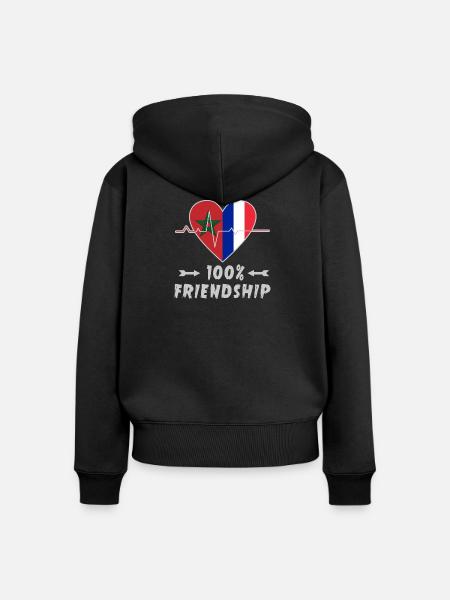 Marokko und Frankreich 100% Freundschaft - Frauen Premium Bio Zip Hoodie - Schwarz