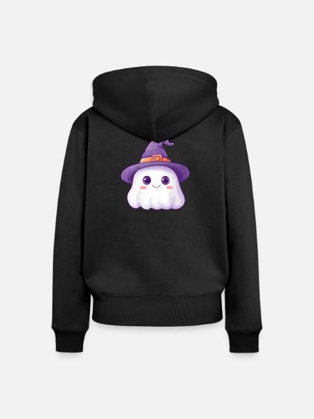 Niedlicher Geist - Frauen Premium Bio Zip Hoodie - Schwarz