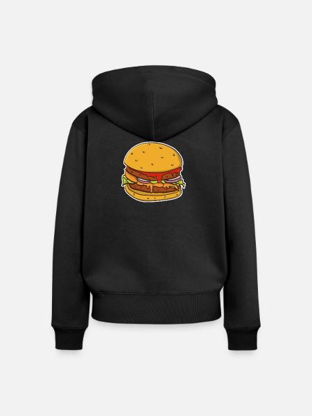 Buntes Bild eines Hamburgerbrötchens. - Frauen Premium Bio Zip Hoodie - Schwarz