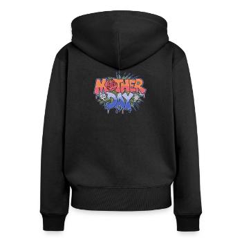 Graffiti zum Muttertag - Frauen Premium Bio Zip Hoodie - Schwarz - Hinten - Julia (174cm)