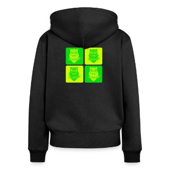 Eule – Zeitlose Eleganz im Wald - Frauen Premium Bio Zip Hoodie - Schwarz - Hinten - Julia (174cm)