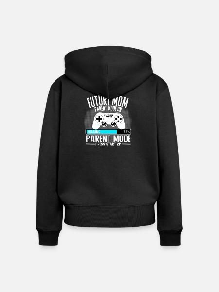 Future Mom – Parent Mode On - Frauen Premium Bio Zip Hoodie - Schwarz