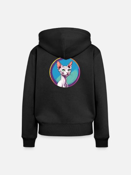 Sphynx Cat - Frauen Premium Bio Zip Hoodie - Schwarz