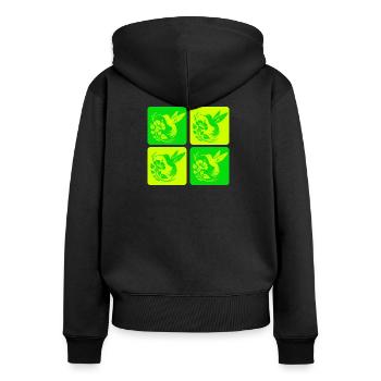Kolibri & Blüte – Nature Design - Frauen Premium Bio Zip Hoodie - Schwarz - Hinten - Julia (174cm)