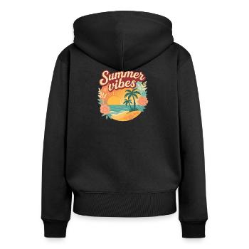 Summer Vibes,Chemise d’été - Sweat à capuche zippé Premium bio Femme - noir - Dos - Julia (174cm)