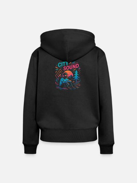 CITY SOUND - Frauen Premium Bio Zip Hoodie - Schwarz